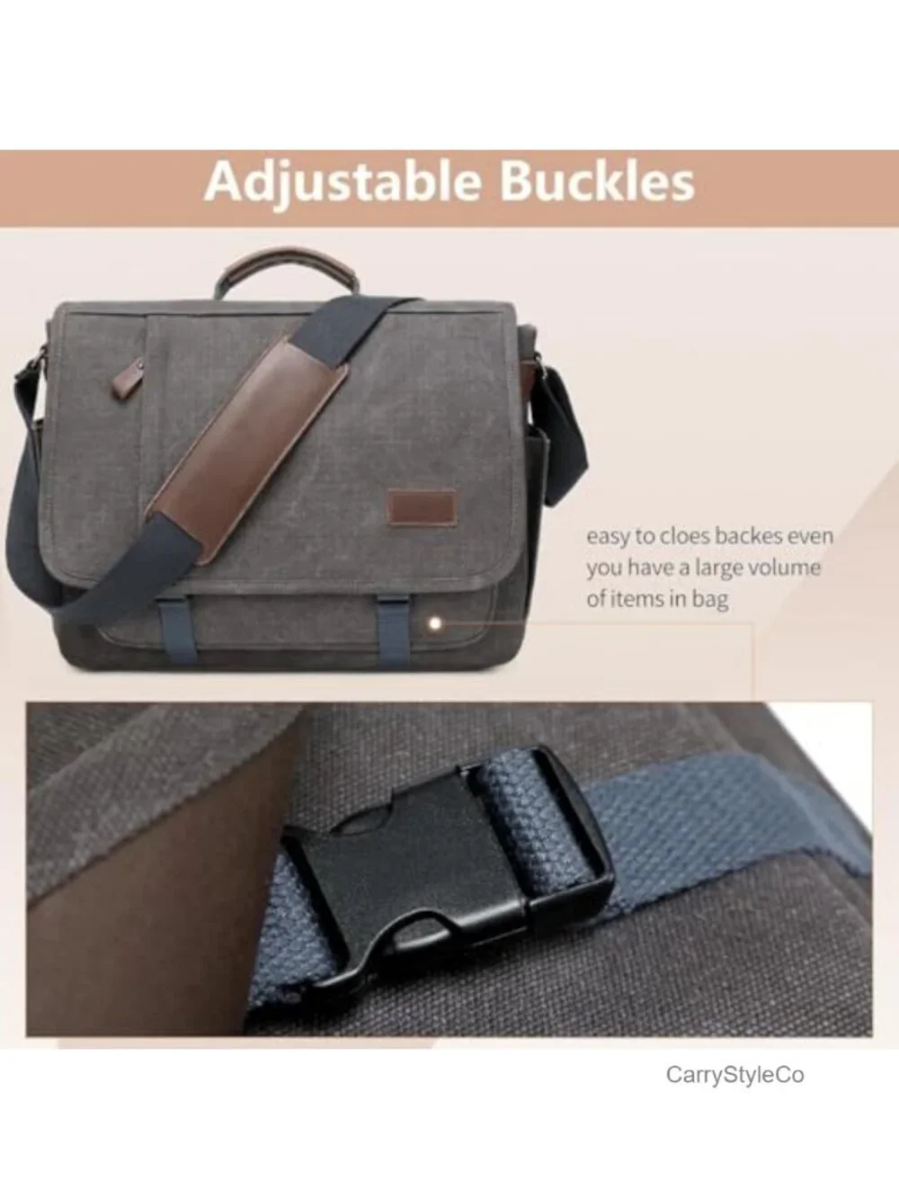 17 inch Laptop Messenger Bag for Men Canvas Briefcase with Padded Laptop Sleeve
